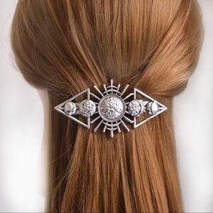 Silver Sunburst Decorative Hair Barrette